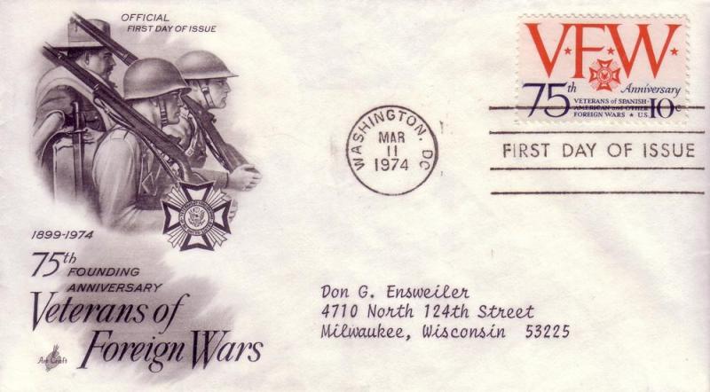 FDC Sc# 1525 Veterans of Foreign Wars Artcraft L951