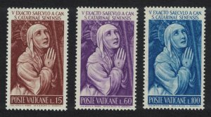 Vatican St Catherine of Siena's Canonisation 3v 1962 MNH SC#335-337 SG#379-381