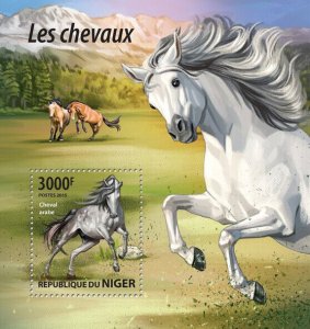 Horses Stamps Niger 2015 MNH Arabian Horse Farm Animals 1v S/S