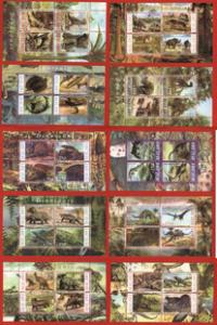 Malawi 2010 - 10 M/S Dinosaur Prehistorics Wild Animals Nature Stamps MNH RARE