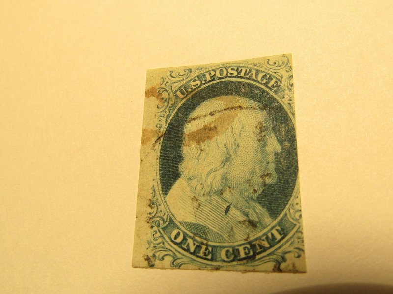 US Stamps,Scott # 7,Used Franklin, B Relief from Platee 2Position 41L2,SCV $150.