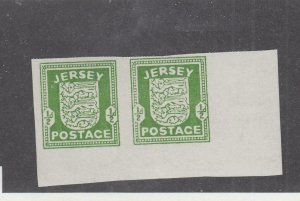 GB SG # 1c PAIR IMPERFS 1/2d JERSEY CAT VALUE $397 US $