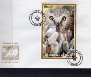 Niger 1998  OWLS - ITALY'98 - ROTARY CLUB S/S Imperforated  FDC  Mi#Bl.108