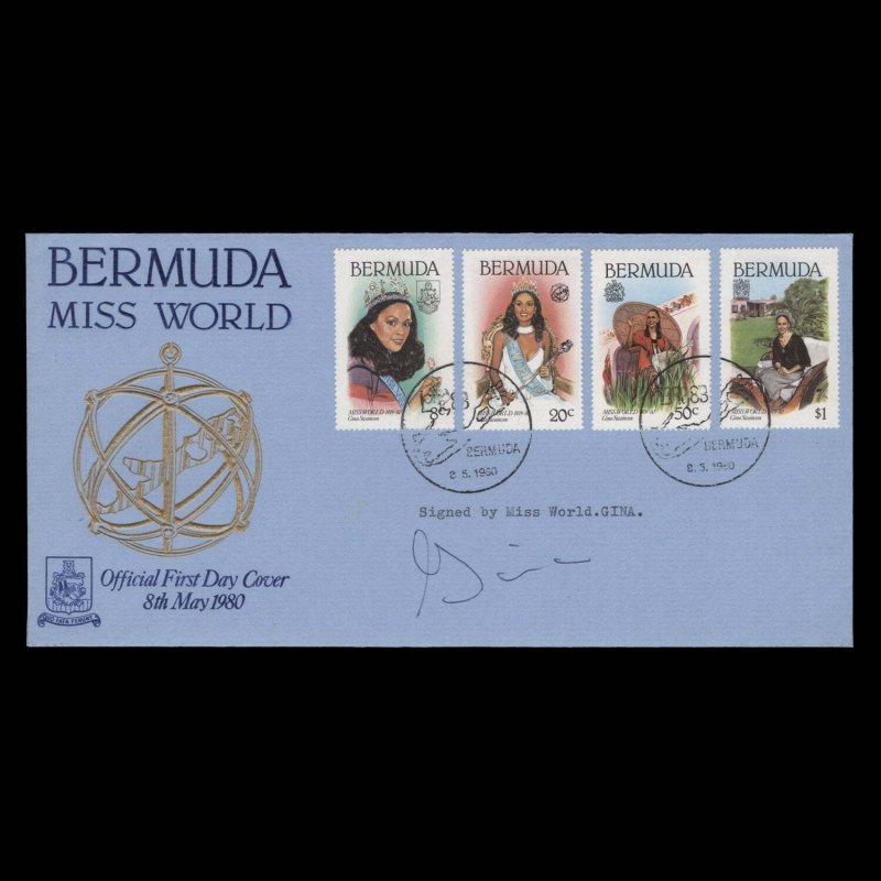 Bermuda 1980 Miss World first day cover signed by Gina Swainson ✔️