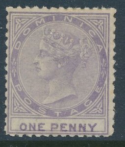 SG 1 Dominica 1874 1d Lilac very lightly mounted, dealers mark on reverse