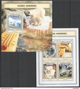 2016 Sierra Leone Animals Fauna Nature Global Warming Kb+Bl ** Stamps St485