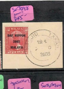 MALAYA JAPANESE OCCUPATION PERAK (P0902B) SULTAN DN  8C  SG J248 PIECE CDS   VFU 