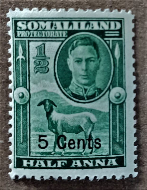 Somaliland #116 5c on ½ anna Blackhead Sheep & King George VI MNH (1951)
