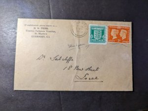 1942 England British Channel Islands Cover Guernsey CI Local Use HW Prins