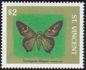 St. Vincent 1989 MNH Sc 1251 $2 Guaraguao Skipper Butterflies