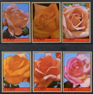 Ajman 1972 Roses #6 perf set of 6 unmounted mint, Mi 2083-88