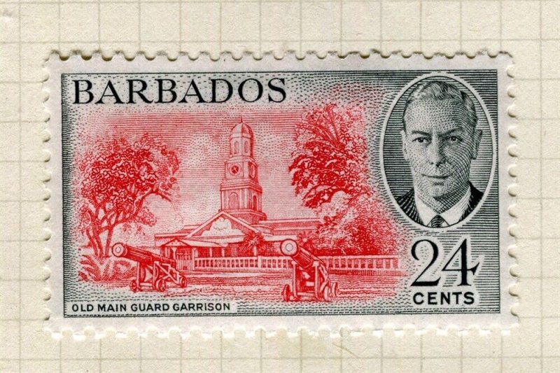 BARBADOS; 1950s early GVI pictorial issue fine Mint hinged 24c. value 