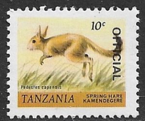 TANZANIA 1980 10c Spring Hare Wildlife OFFICIAL Sc O27 MNH