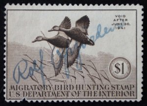 U.S. Used Stamp Scott #RW7 $1 Federal Duck Hunting. Pulled Perf. Scott: $50.00