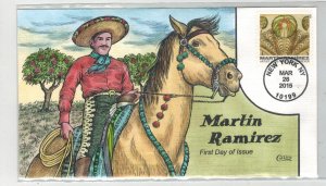 2010 COLLINS HANDPAINTED FDC ARTIST MARTIN RAMIREZ PAINTING HORSE AND RIDER
