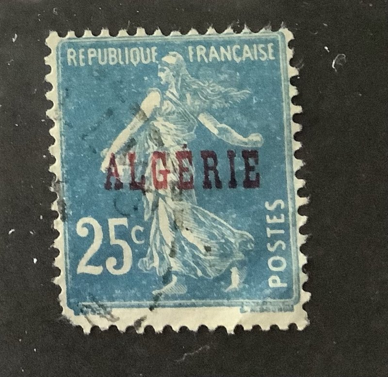 Algeria 1924  Scott 13 used - 25c,  French issue overprinted