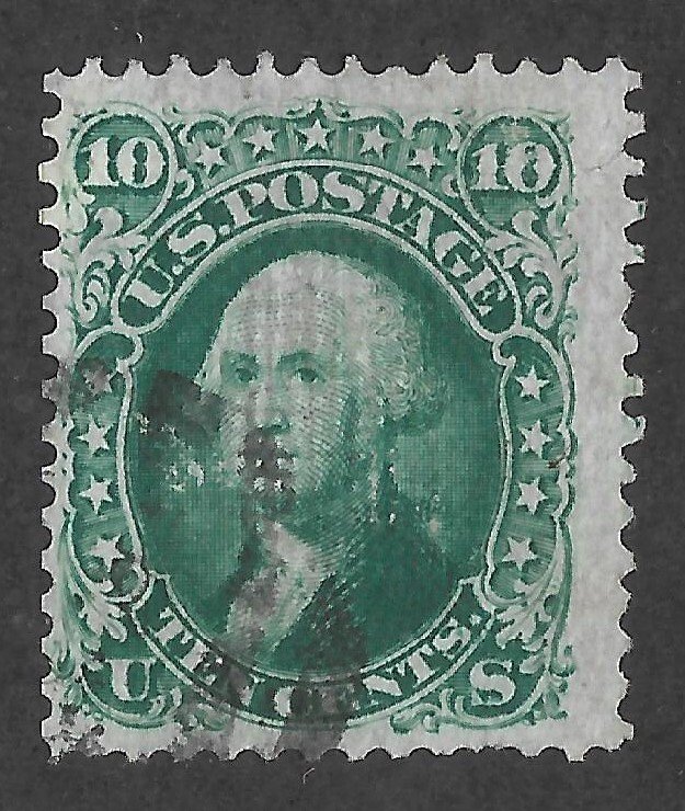 Doyle's_Stamps:1868 Grilled Washington 10-cent, Scott #96