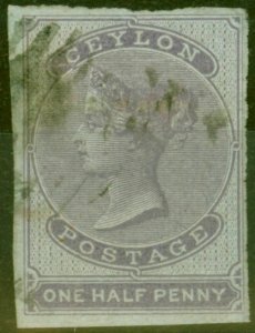 Ceylon 1857 1/2d Reddish Lilac Blued Paper SG16 Fine Used ample to Large Margins