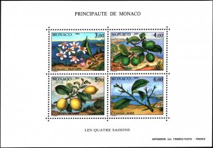 Monaco #1736, Complete Set, Sht of 4, 1990, Trees, Never Hinged