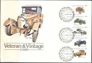 AUSTRALIA Sc#892 1984 Vintage Cars Unaddressed First Day Cover