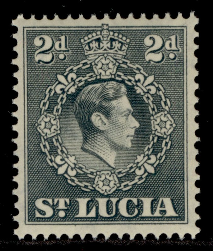 ST. LUCIA GVI SG131, 2d grey, NH MINT. PERF 14½ X 14 