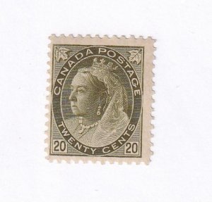 CANADA # 84 VF-MLH Q/VICTORIA 20cts NUMERAL CAT VALUE $1000 (KIJ7)