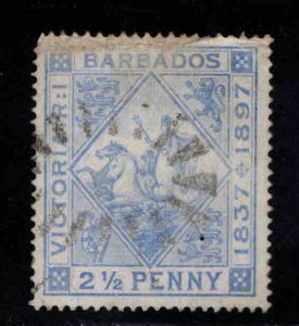 Barbados Scott 84 Used 1897 Badge of colony, faded.