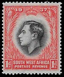 Southwest Africa #126a Unused OG LH; 1p George VI - English single (1937) (1)