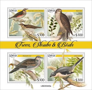 LIBERIA- 2023 - Trees, Shrubs and Birds - Perf 4v Sheet - Mint Never Hinged