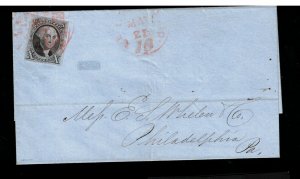 USA #2 Very Fine Used On Cover To Philadelphia **With Certificate**