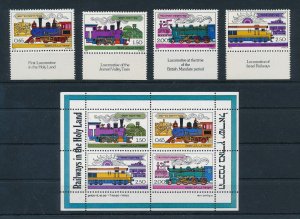 [113192] Israel 1977 Railway trains Eisenbahn with Souvenir sheet MNH