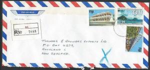 FIJI 1991 Registered airmail cover to New Zealand ex BA....................13228