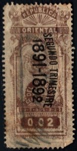 1891 Uruguay Revenue 2 Centésimo Coat Of Arms Documentary Overprinted