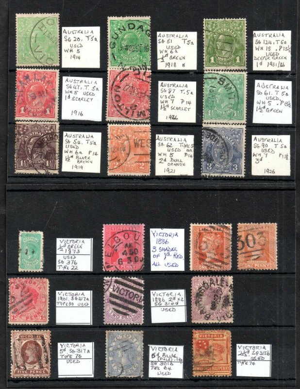Australia & States Catalogued collection on 2 stockcards WS18225