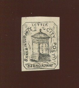 87L52 BLACK COLOR VARIETY Hussey's Post New York Unused Stamp (BX 4227)