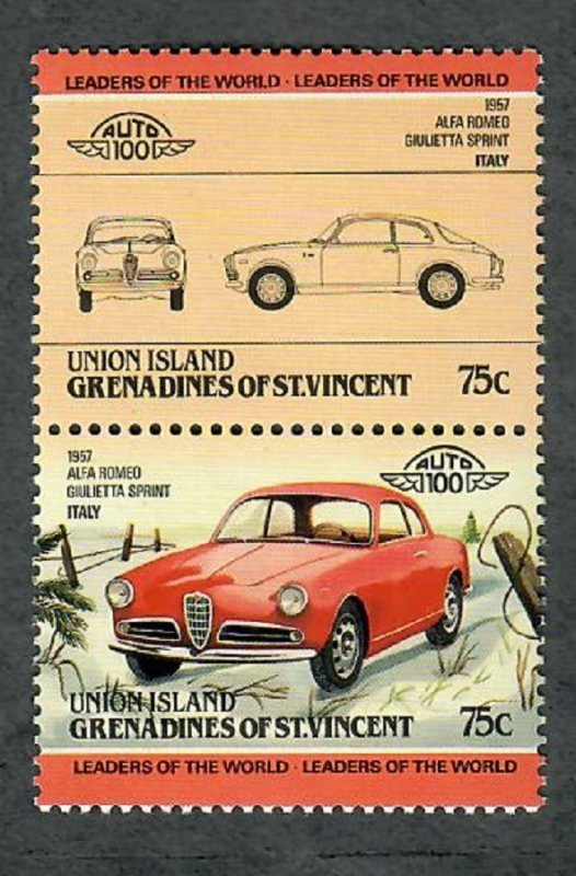 St. Vincent Grenadines - Union Island #151 Cars MNH attached pair