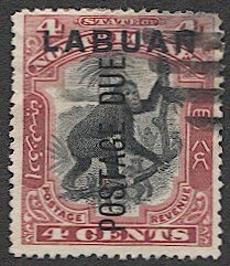 LABUAN 1901 Sc J3 4c Postage Due - Orangutan, Used VF