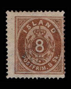 VINTAGE: ICELAND 1873 OG,LHR,SM THIN SCOTT # 3 $ 375 LOT # VSAICE1873M-D2