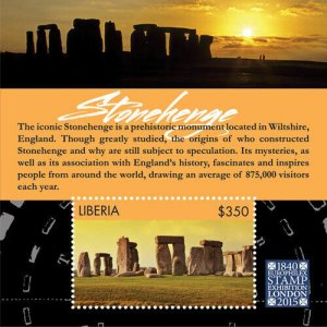 Liberia 2015 - LONDON STAMP EXPO: STONEHENGE MONUMENTS  Souvenir Sheet Stamp MNH