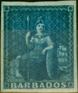 Barbados 1855 (1d) Deep Blue SG10 Fine & Fresh LMM 