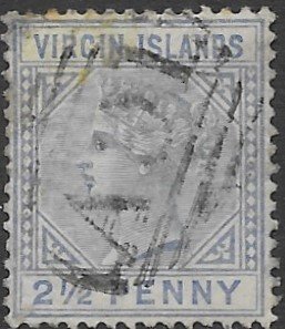 Virgin Island 15  1884  2 1/2 penny  fine used