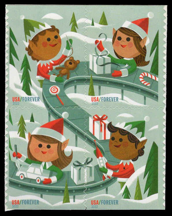USA 5724a,5721-5724 Mint (NH) Holiday Elves Block of 4 Forever Stamps