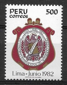 PERU 1982 16TH LATIN NOTARIUS CONGRESS COAT EMBLEM SC 775 MI 1232  MNH