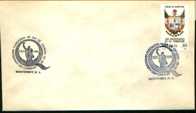 MEXICO 1240 FDC 450th Anniv of Queretaro. VF.