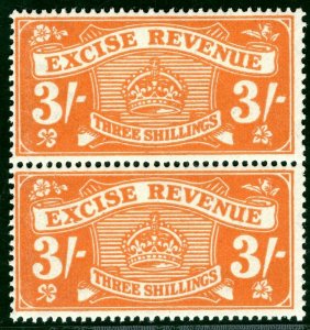 GB EXCISE REVENUE KGV High Value 3s Orange (1916) PAIR Mint UM MNH BLACK320