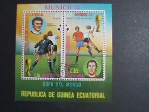 ​EQUATORIAL GUINEA-1974 WORLD CUP SOCCER-MUNICH'74-CTO- S/S SHEET VERY FINE
