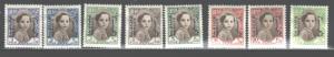 IRAK 1942 KING FAISAL IIOFFICIALS #O115-O122, LIGHT HINGED C.V.8..00