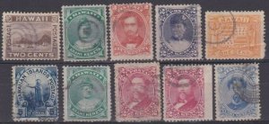 HAWAII 10 various values - used - mainly with mute circular pmks............v542