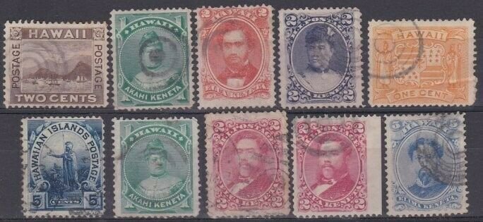 HAWAII 10 various values - used - mainly with mute circular pmks............v542