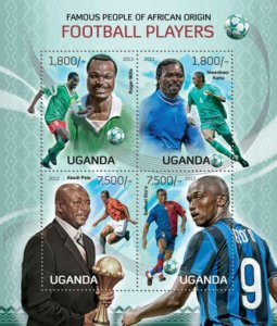 Uganda - Football Players Pele, Kanu, Eto'o - 4 Stamp Sheet - 21D-085